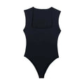 MUJER 2025 Black Woman Body Square Neck Sleeveless Bodysuit