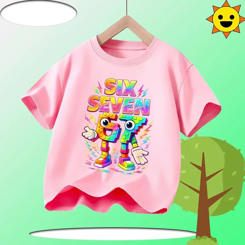 Boys' Sports Shirt Girls' Casual Top Summer Short Sleeve Personalized Cartoon Print