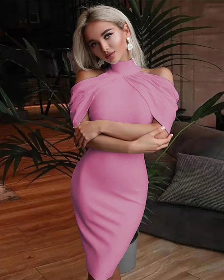 Women Halter Neck Off Shoulder Package Hip Bodycon Elegant Temperament Ladies Party Dress