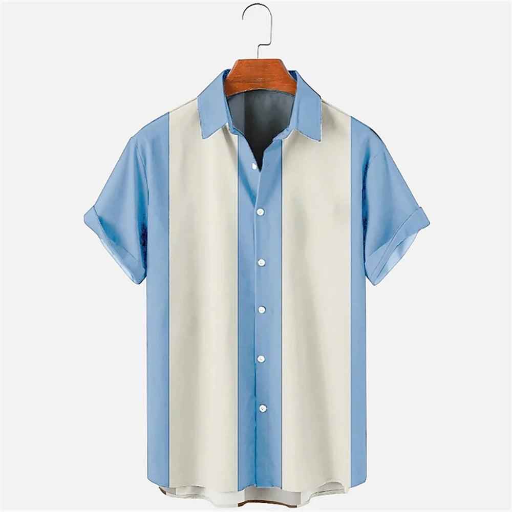 Summer New Casual Solid Color Panel Lapel Beach High Quality Top Men's Short Sleeve Shirt