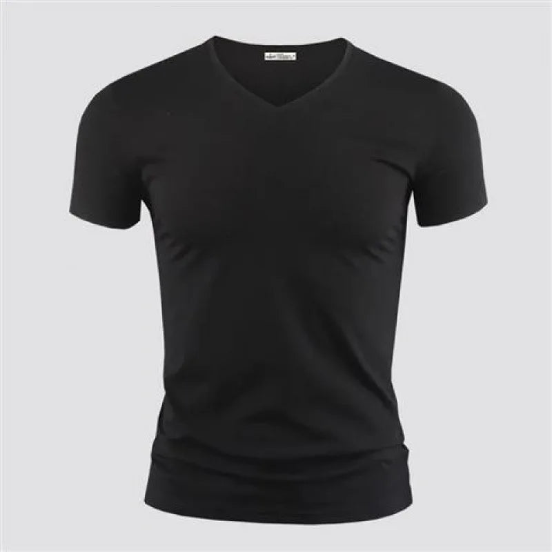 2026 Men's T Shirt Pure Color V Collar