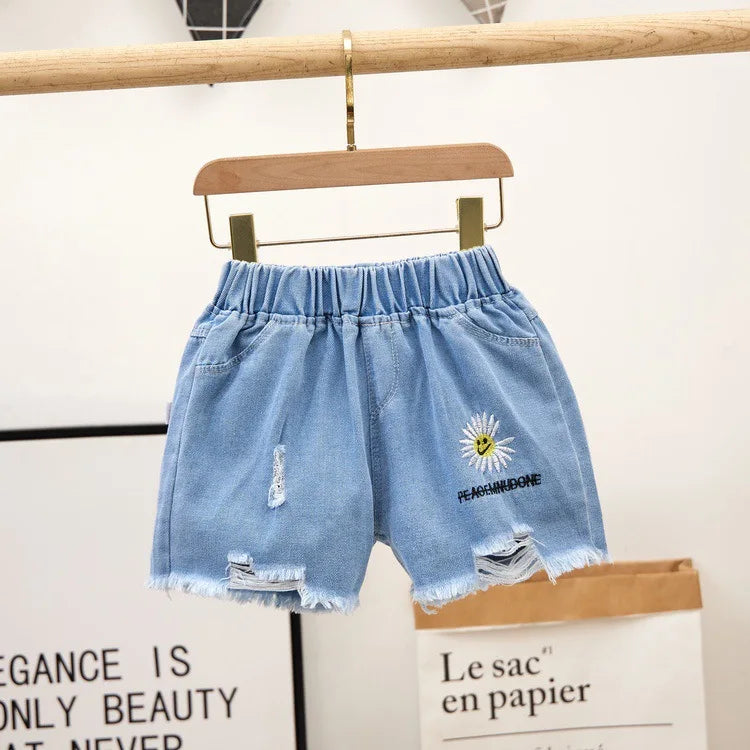 Girls Summer Jeans Heart Pattern Girls Short