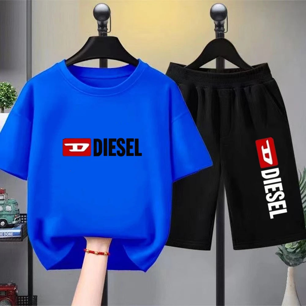 Children T-shirt+bottom wear Age 3-12 Girls boy Set black 2pcs