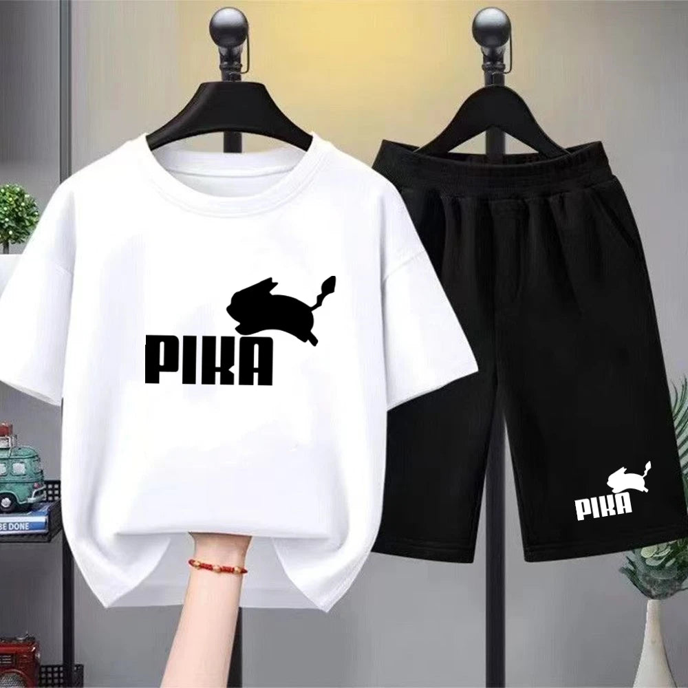 Summer Boy Girls red Casual T Shirt Sets