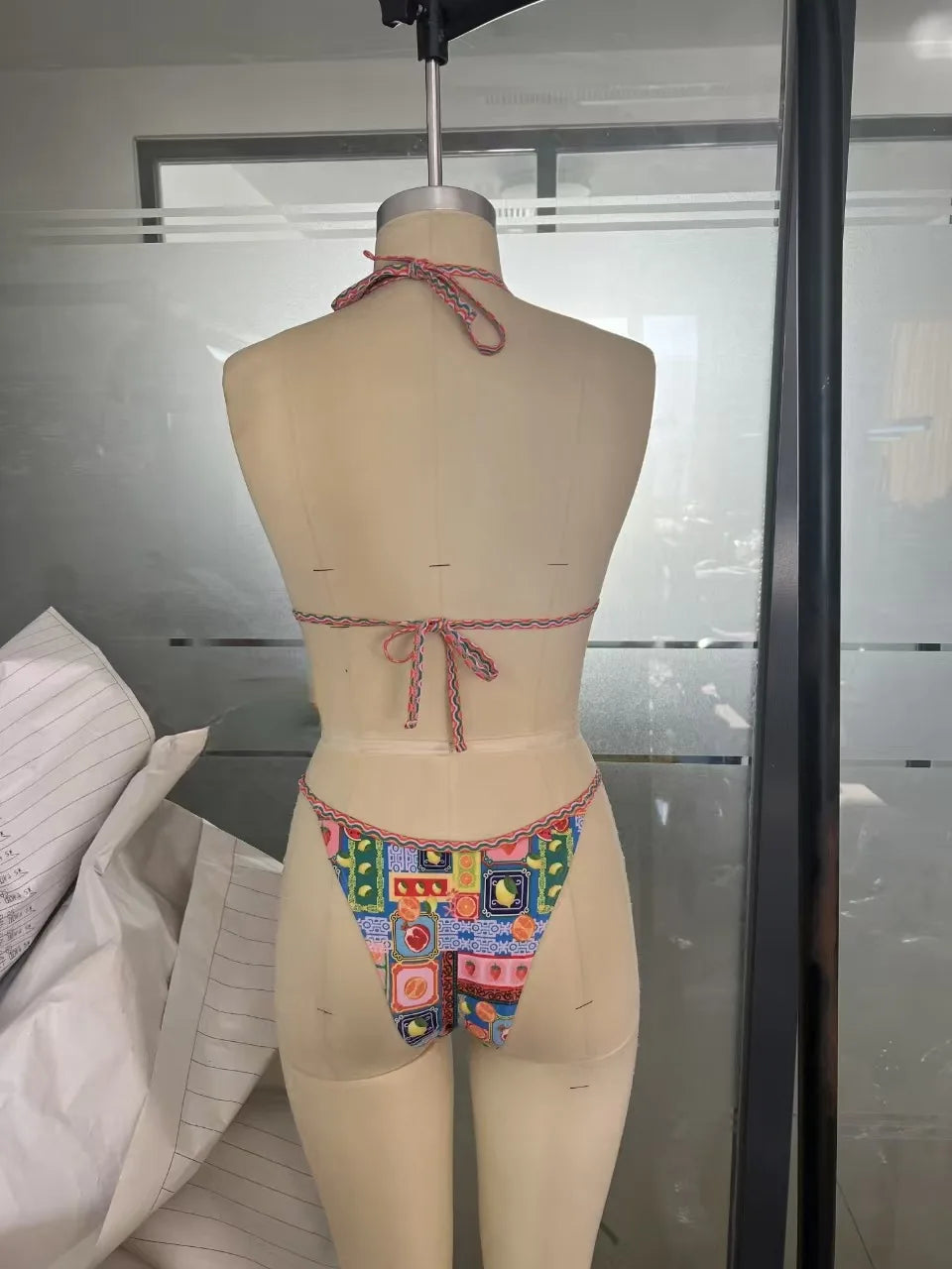 Sexy Tropical Print Bikini Set Women Halter Push Up Bra