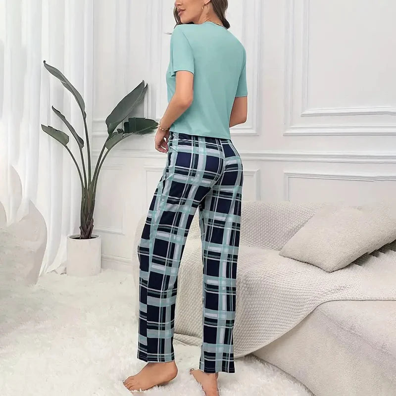 Women's Pajamas Set Casual Home Clothes Soft Comfortable Crew Neck
