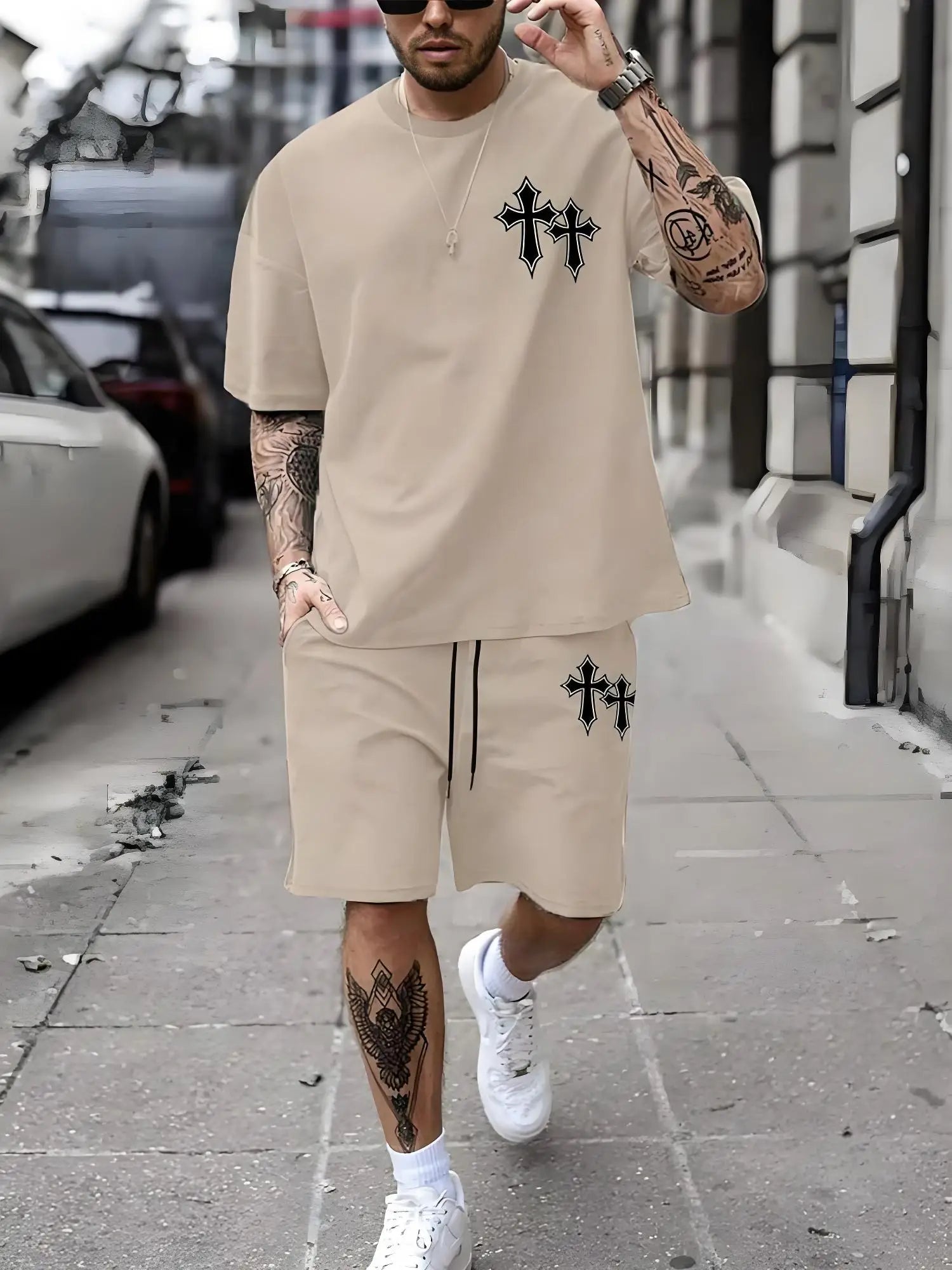 New Plus Size Men's T-shirt And Shorts Set