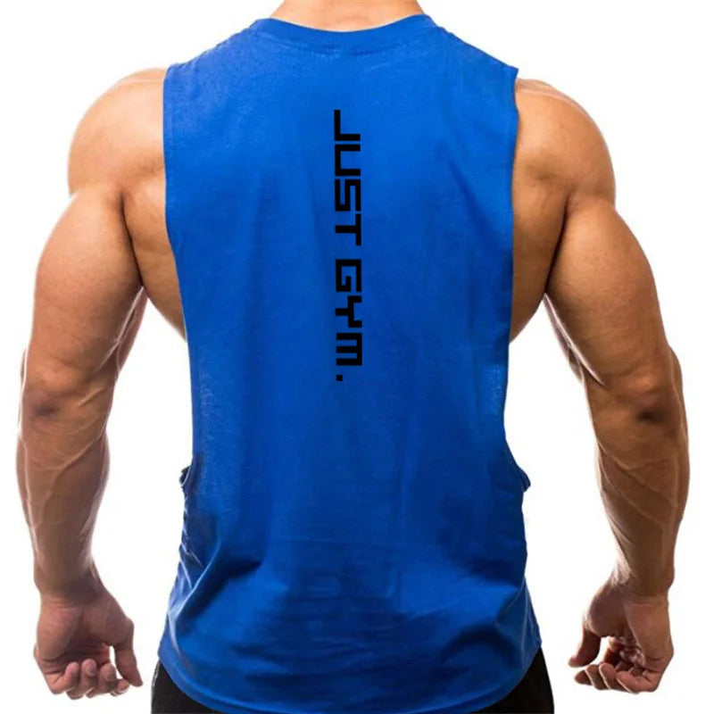 Gym Clothing Men Sides Cut Off T-shirts Dropped Armholes Tank Tops