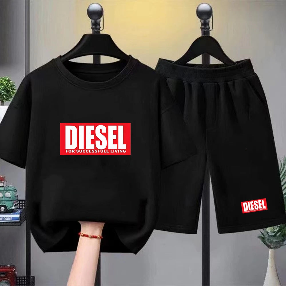 Children T-shirt+bottom wear Age 3-12 Girls boy Set black 2pcs