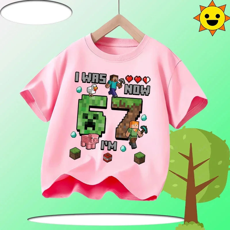 Boys' Sports Shirt Girls' Casual Top Summer Short Sleeve Personalized Cartoon Print