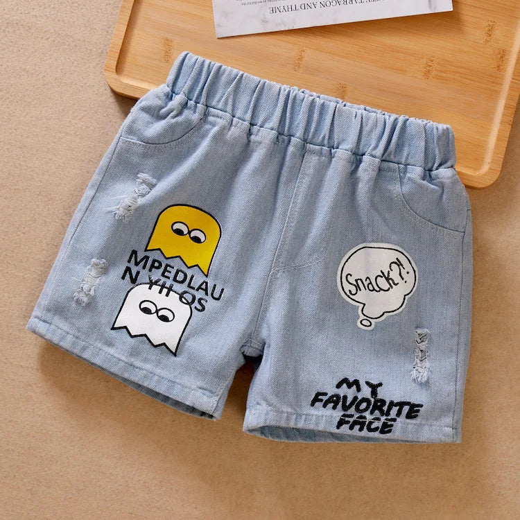 Girls Summer Jeans Heart Pattern Girls Short