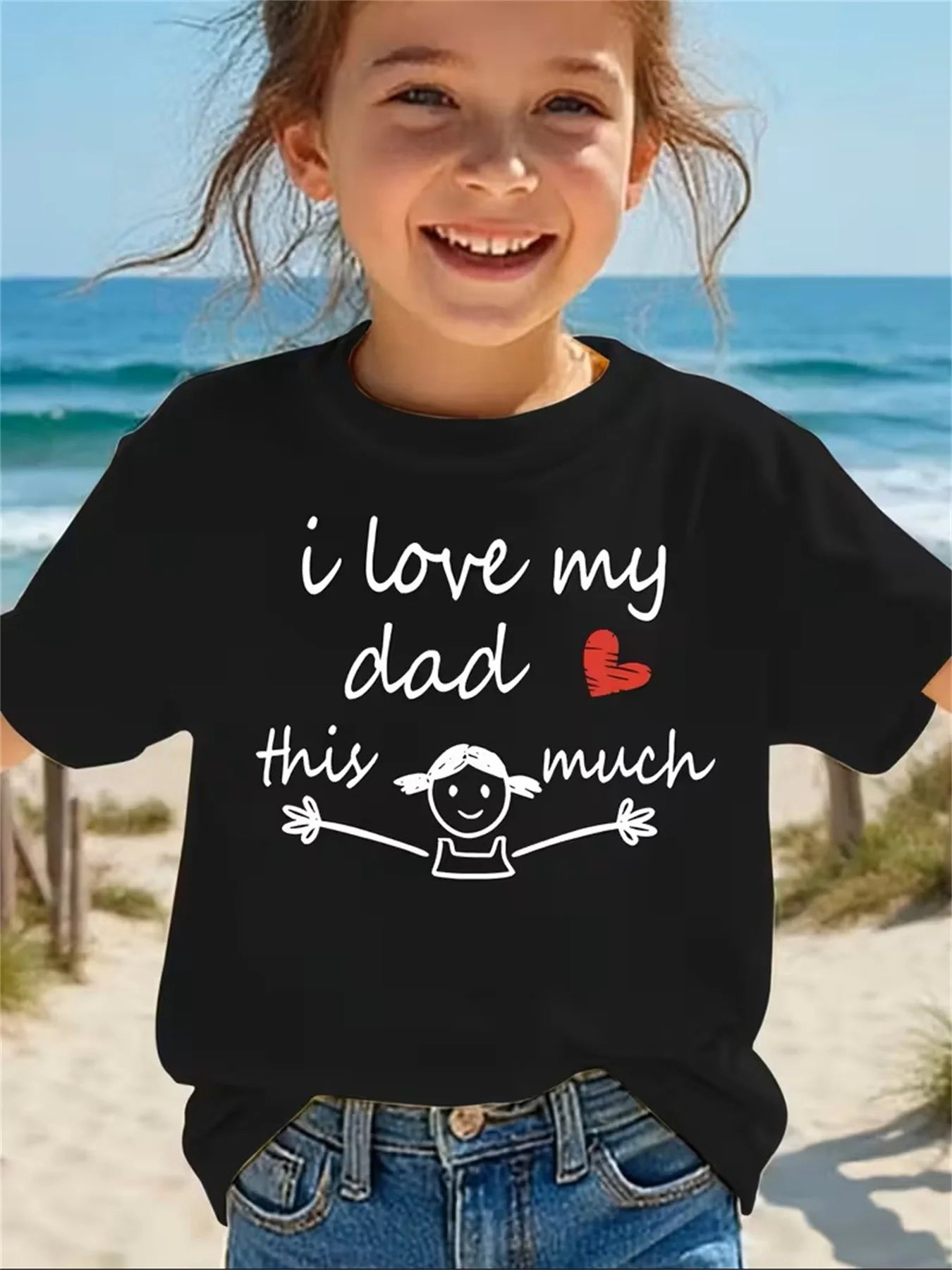 Girls' "I Love My Dad This Much" Short Sleeve Top