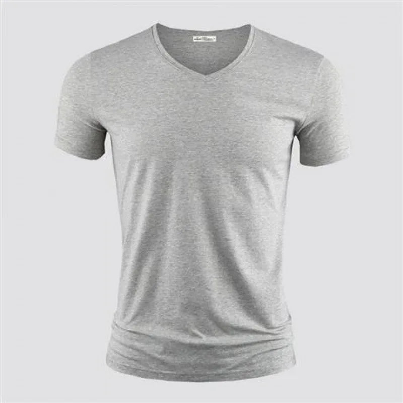 2026 Men's T Shirt Pure Color V Collar