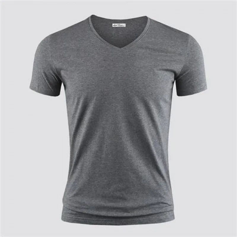 2026 Men's T Shirt Pure Color V Collar