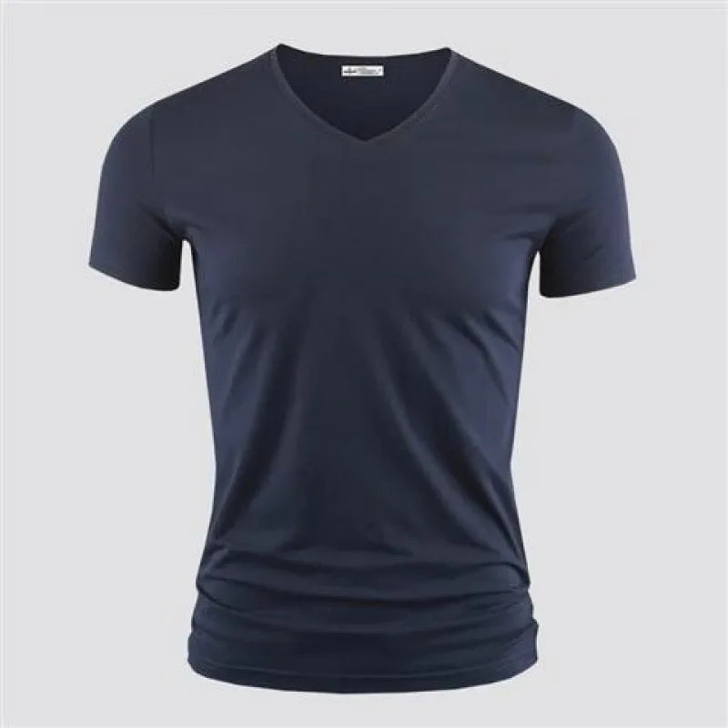 2026 Men's T Shirt Pure Color V Collar