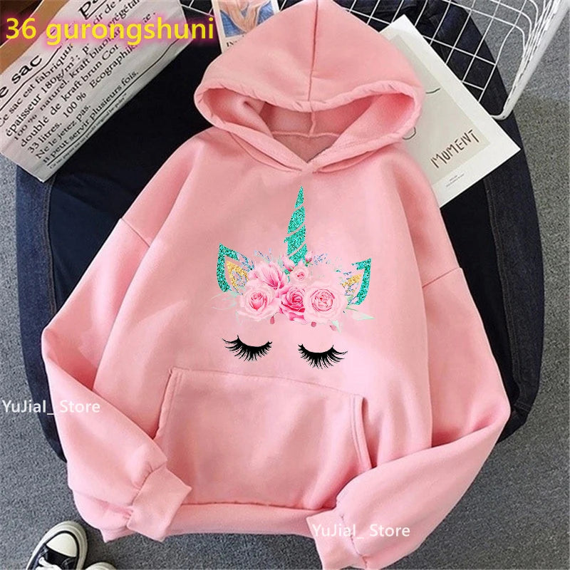 Women Glitter Pink Flowers Sweatshirt Girls Long-Sleeved Winter/Spring/Autumn Clothes