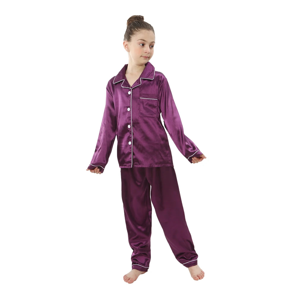 Girls Satin Silk Pajamas Sets for Kids Toddler