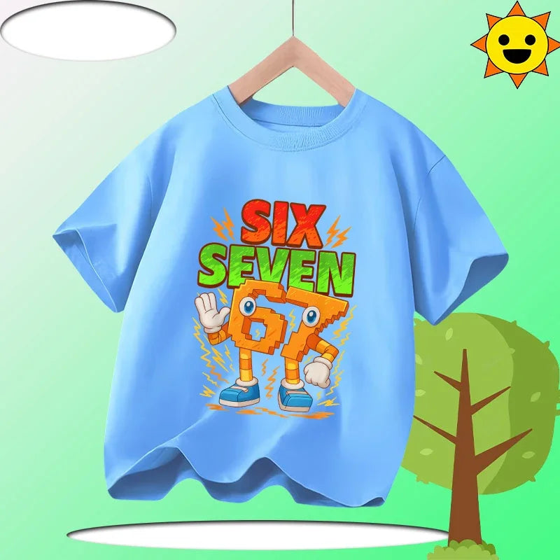 Boys' Sports Shirt Girls' Casual Top Summer Short Sleeve Personalized Cartoon Print