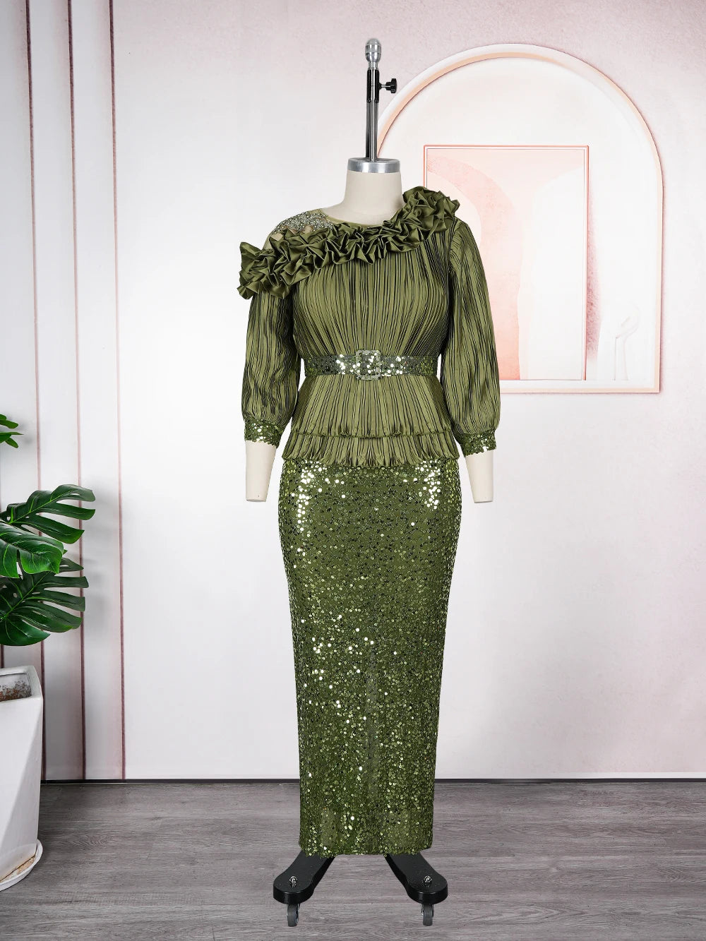 Plus Size African Party Dresses for Women Dashiki Sequin Maxi Long Dress Elegant