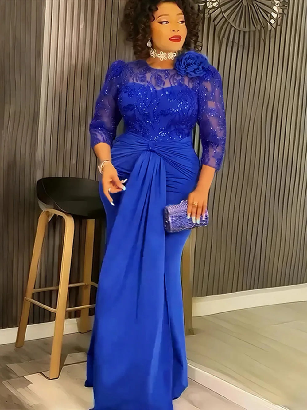 Plus Size African Party Dresses for Women Dashiki Sequin Sexy Bodycon