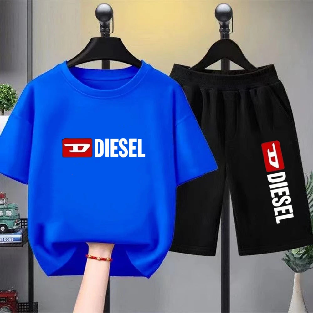 Children T-shirt+bottom wear Age 3-12 Girls boy Set black 2pcs