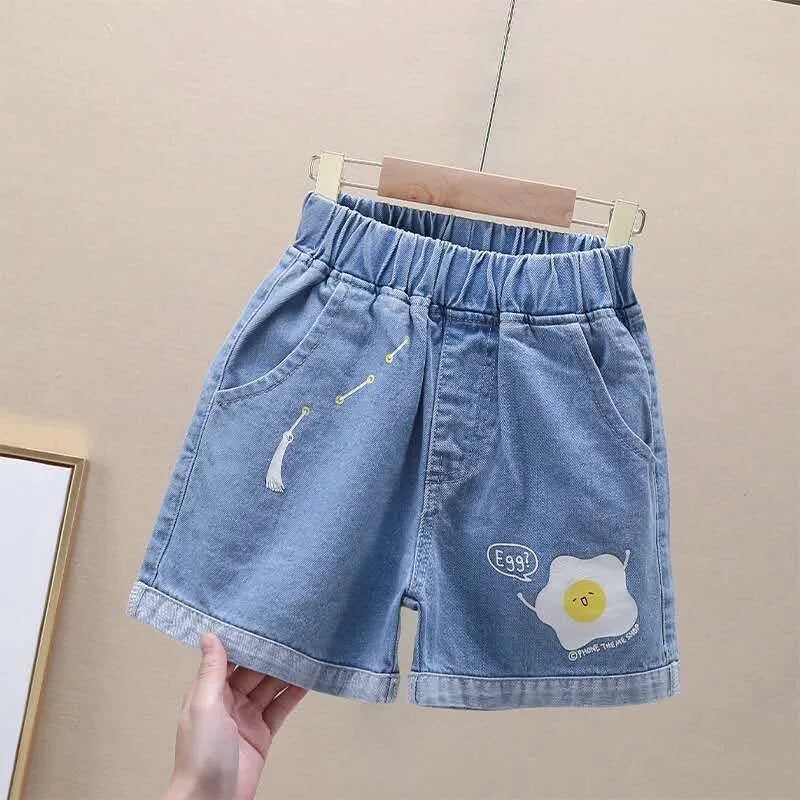 Girls Summer Jeans Heart Pattern Girls Short
