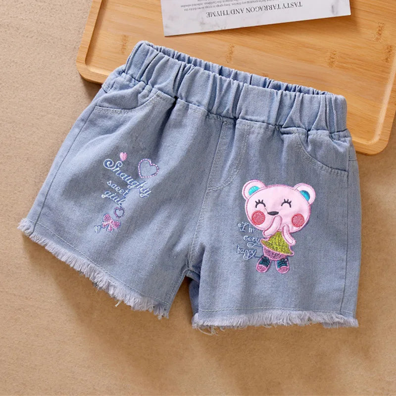 Girls Summer Jeans Heart Pattern Girls Short