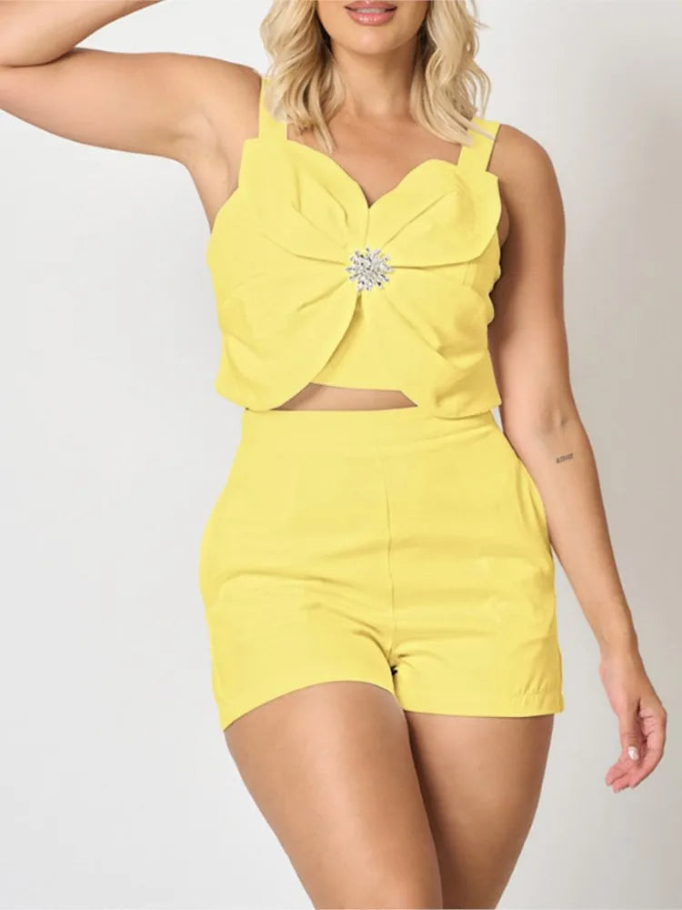 Women Fashion White Black Casual Sleeveless Tank Top Two Piece Sets