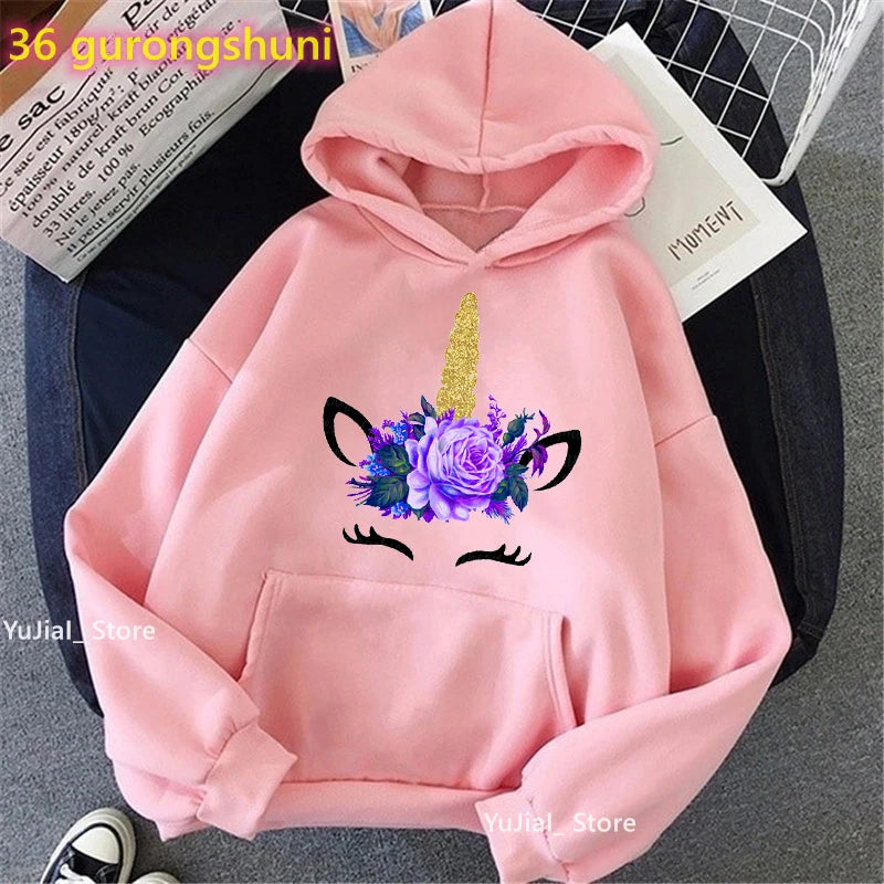 Women Glitter Pink Flowers Sweatshirt Girls Long-Sleeved Winter/Spring/Autumn Clothes