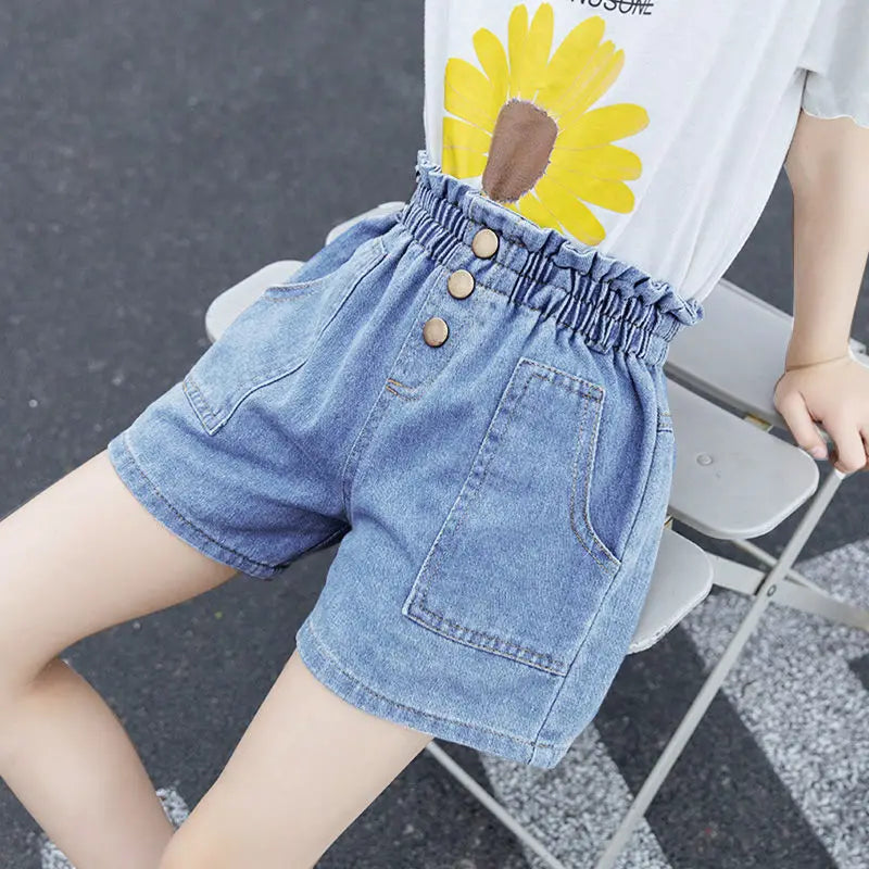 Girls Summer Jeans Heart Pattern Girls Short