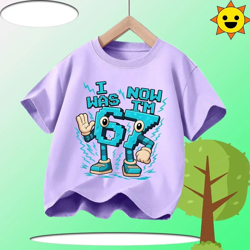 Boys' Sports Shirt Girls' Casual Top Summer Short Sleeve Personalized Cartoon Print