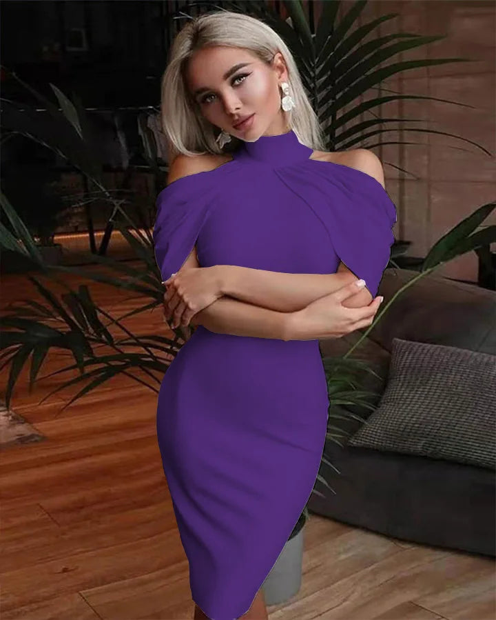Women Halter Neck Off Shoulder Package Hip Bodycon Elegant Temperament Ladies Party Dress