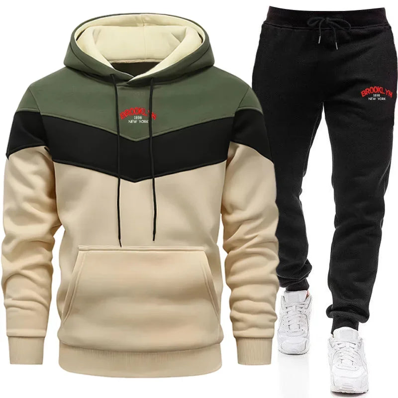 Autumn Winter Men Sporty Jogger Set Hoodies Sweatshirt Casual Urban Fashion