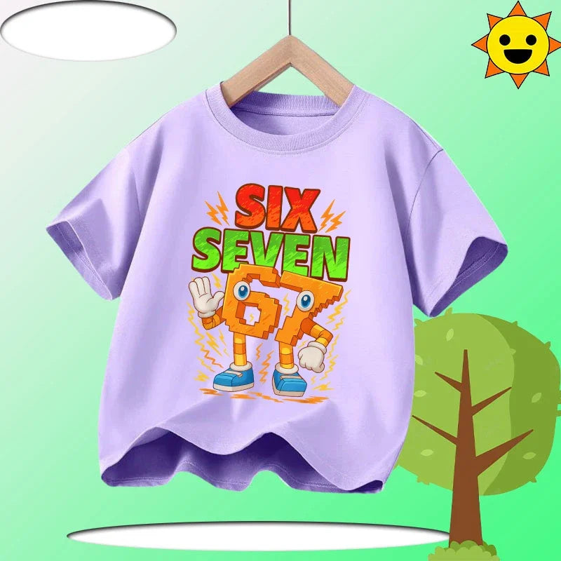 Boys' Sports Shirt Girls' Casual Top Summer Short Sleeve Personalized Cartoon Print