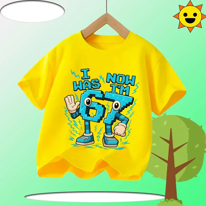 Boys' Sports Shirt Girls' Casual Top Summer Short Sleeve Personalized Cartoon Print