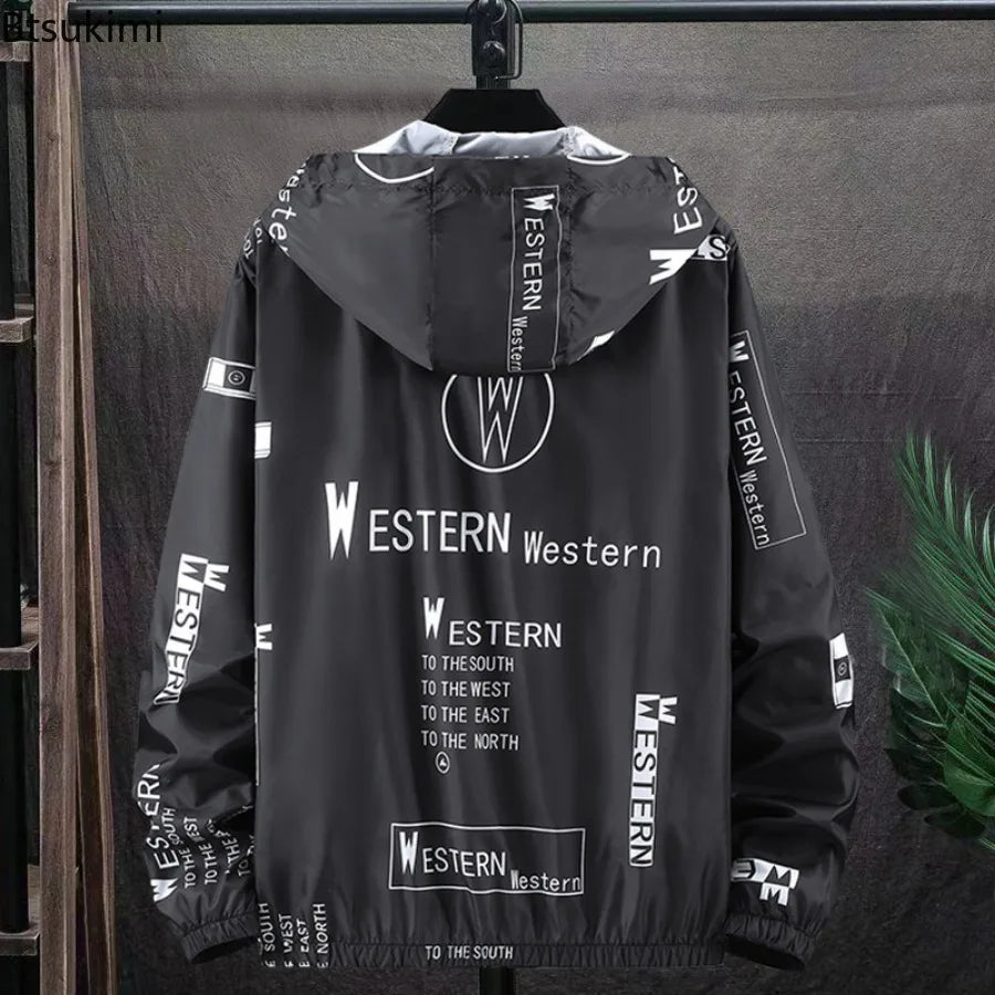 Men's Summer Ultra Thin Jacket Letter Print Long Sleeves