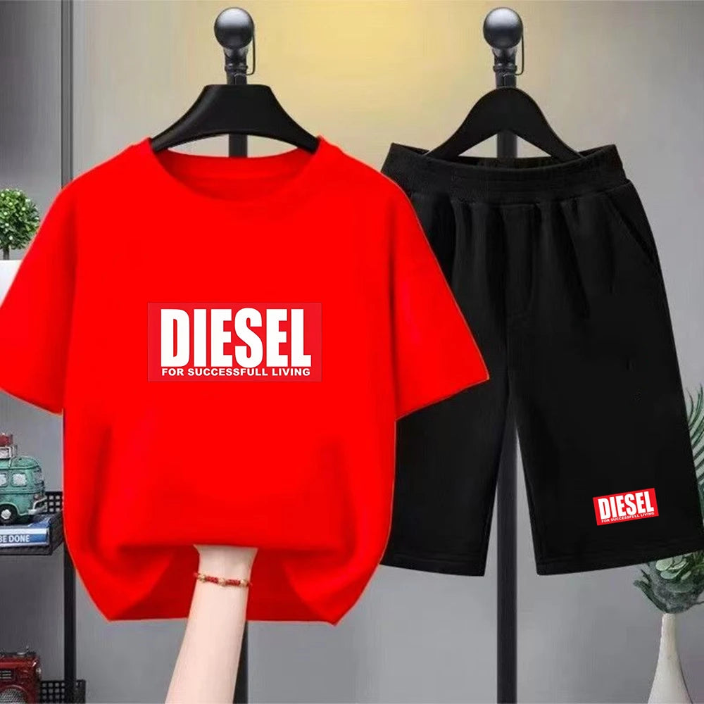 Children T-shirt+bottom wear Age 3-12 Girls boy Set black 2pcs