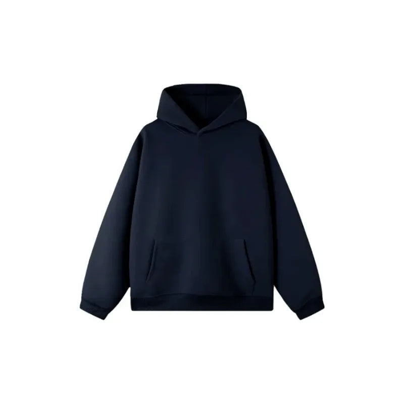 Men's casual hoodie black solid color loose version plus size fashion