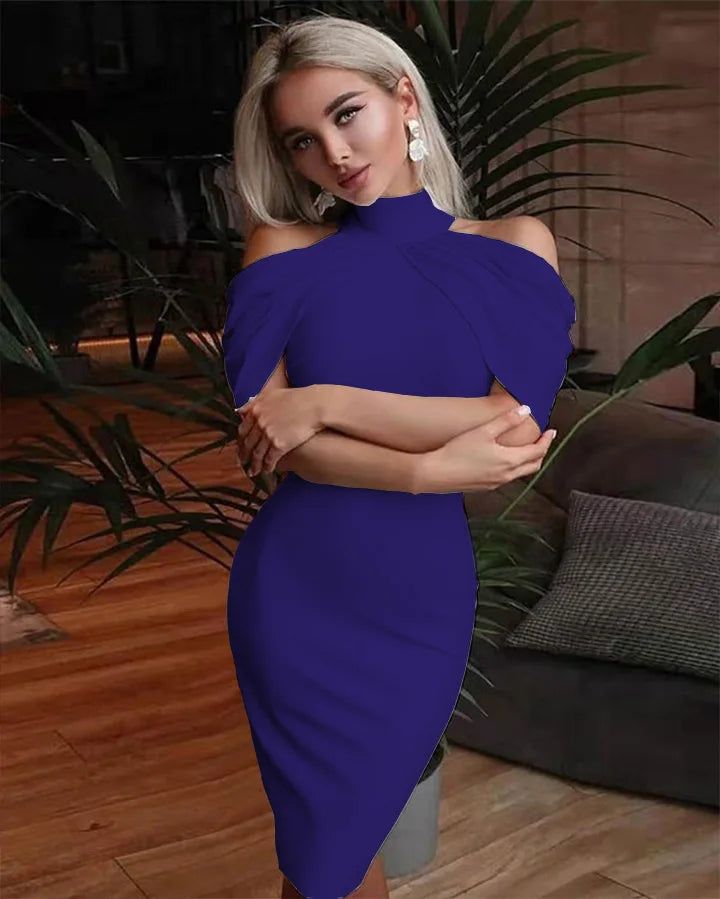 Women Halter Neck Off Shoulder Package Hip Bodycon Elegant Temperament Ladies Party Dress