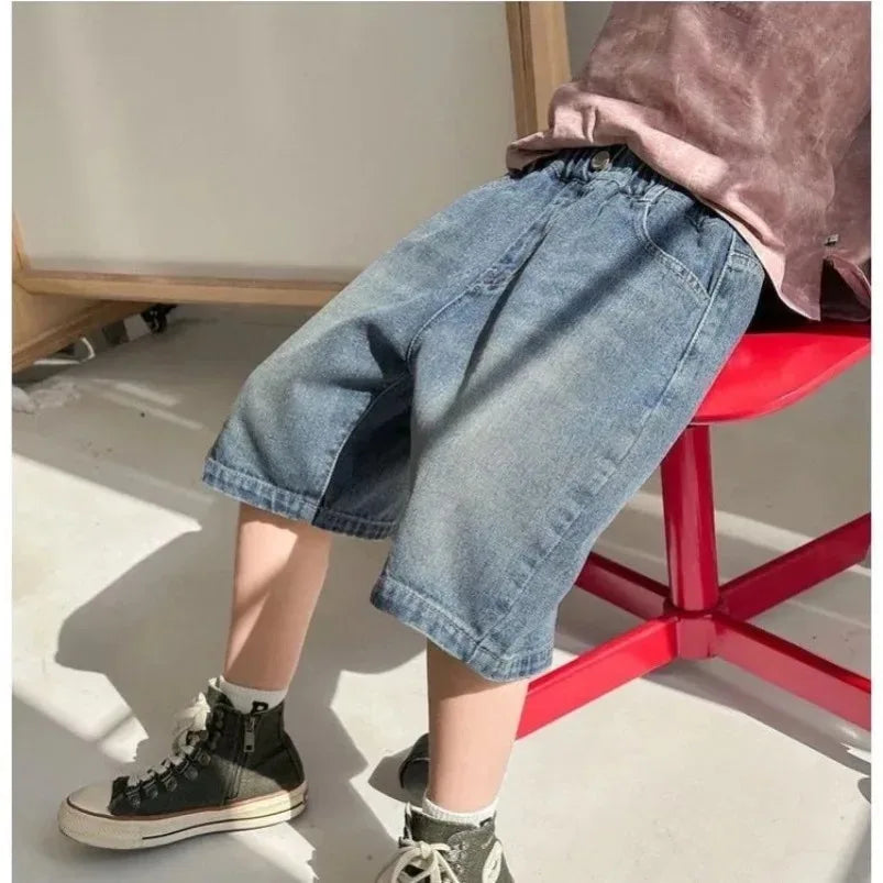 Jeans Fashion Letter Printed Soft Summer Trousers for Kids Children Casual New Pants
