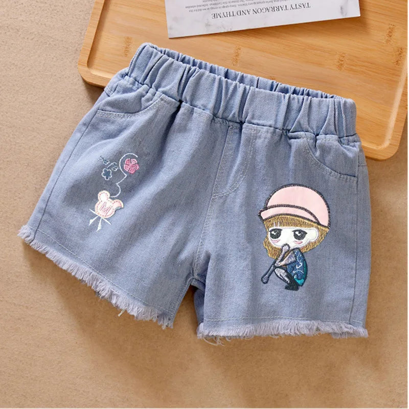 Girls Summer Jeans Heart Pattern Girls Short