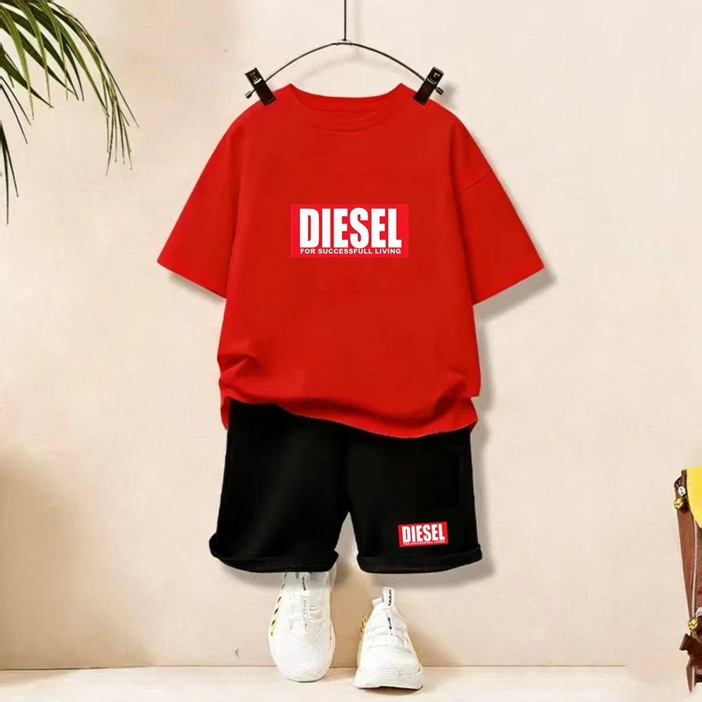 Children T-shirt+bottom wear Age 3-12 Girls boy Set black 2pcs