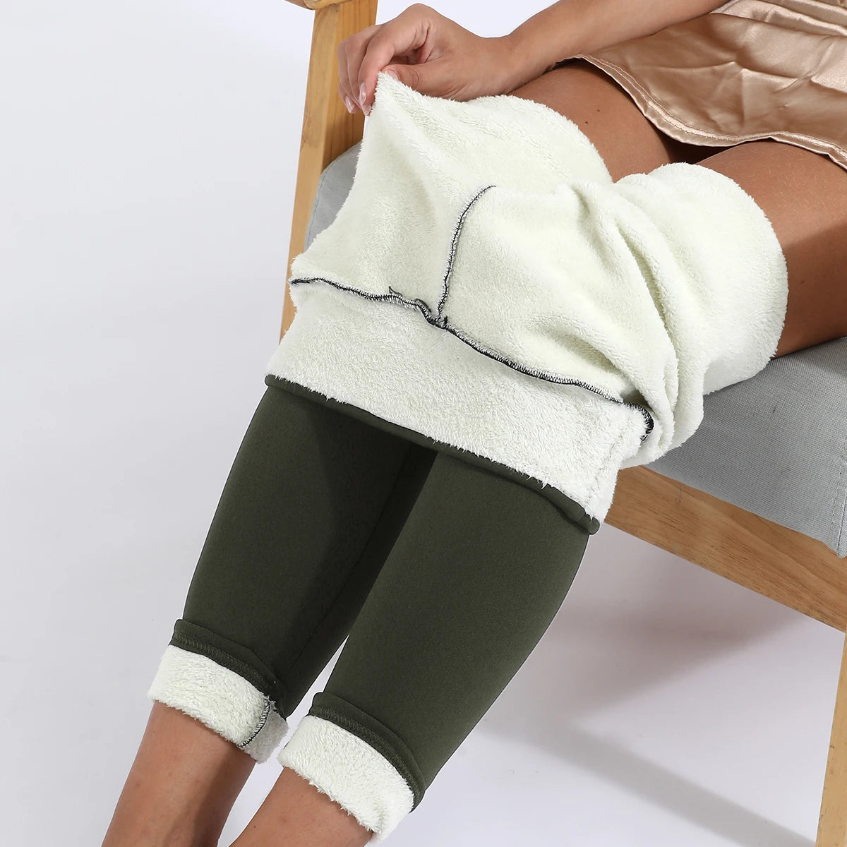 Women Winter Plus Velvet Stretch Leggings High Waist Warm Leggings