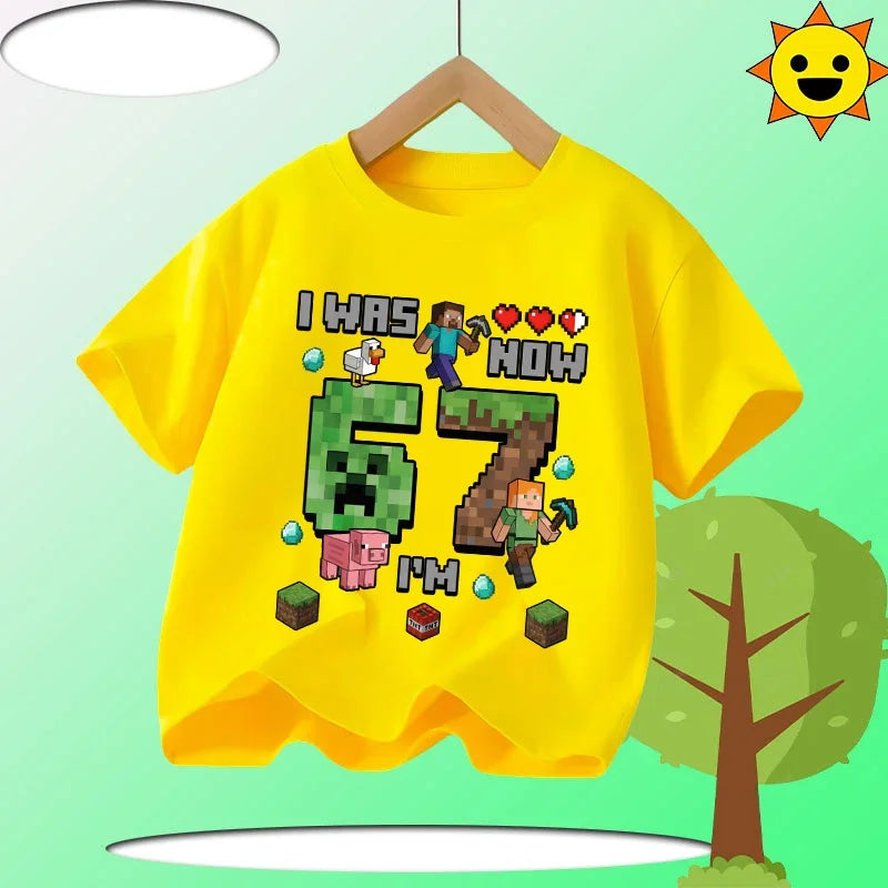 Boys' Sports Shirt Girls' Casual Top Summer Short Sleeve Personalized Cartoon Print