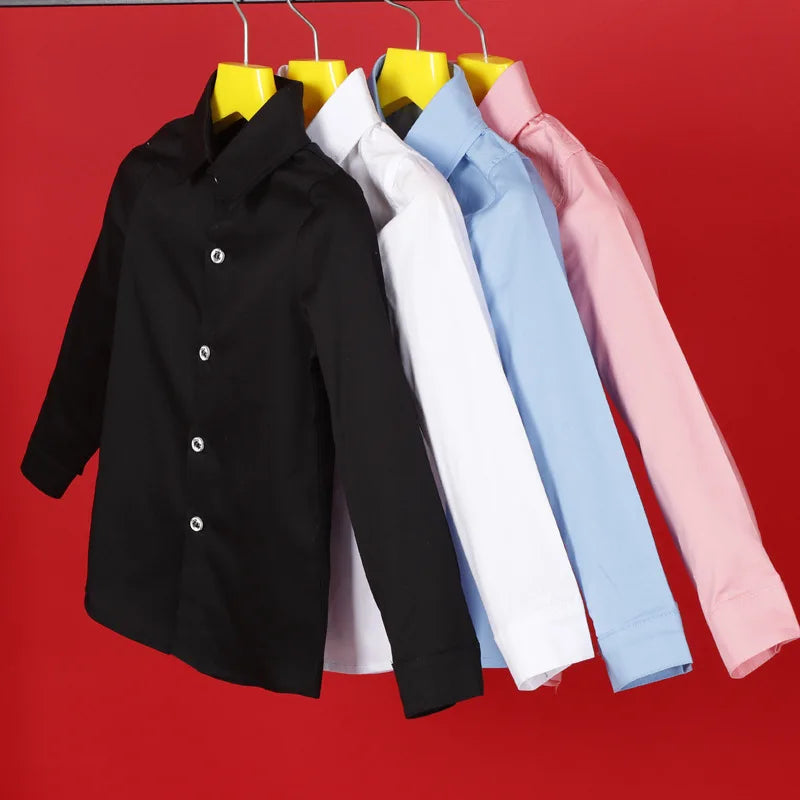 Teenage Boys Shirts School Shirt For Boys Turn Down Collar Shirt For Girls White Kids Birthday Dress Blouse