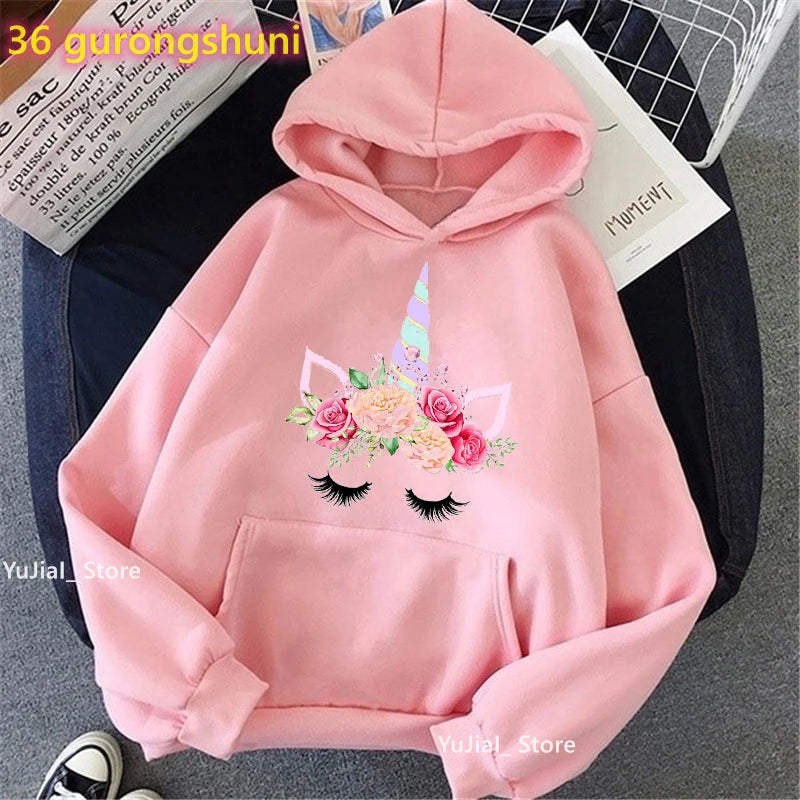 Women Glitter Pink Flowers Sweatshirt Girls Long-Sleeved Winter/Spring/Autumn Clothes