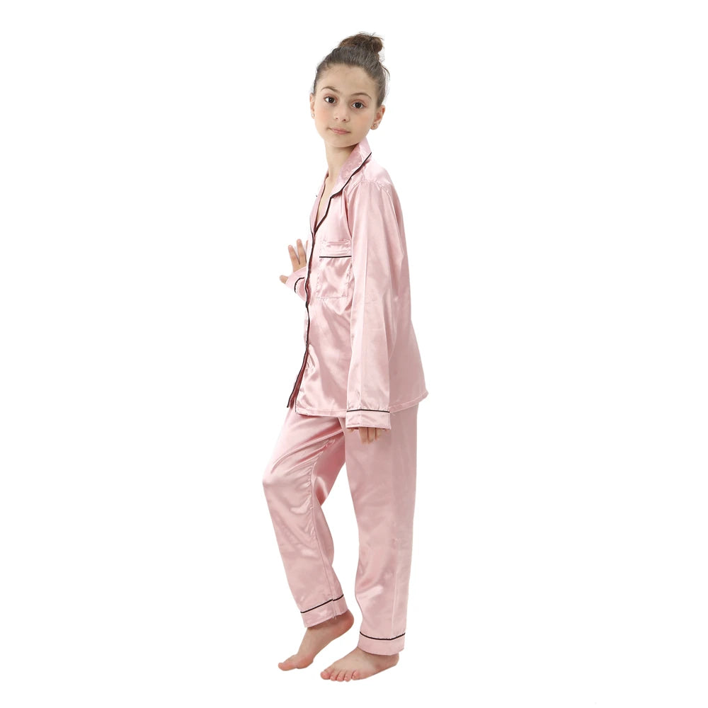 Girls Satin Silk Pajamas Sets for Kids Toddler