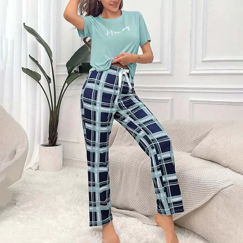 Women's Pajamas Set Casual Home Clothes Soft Comfortable Crew Neck