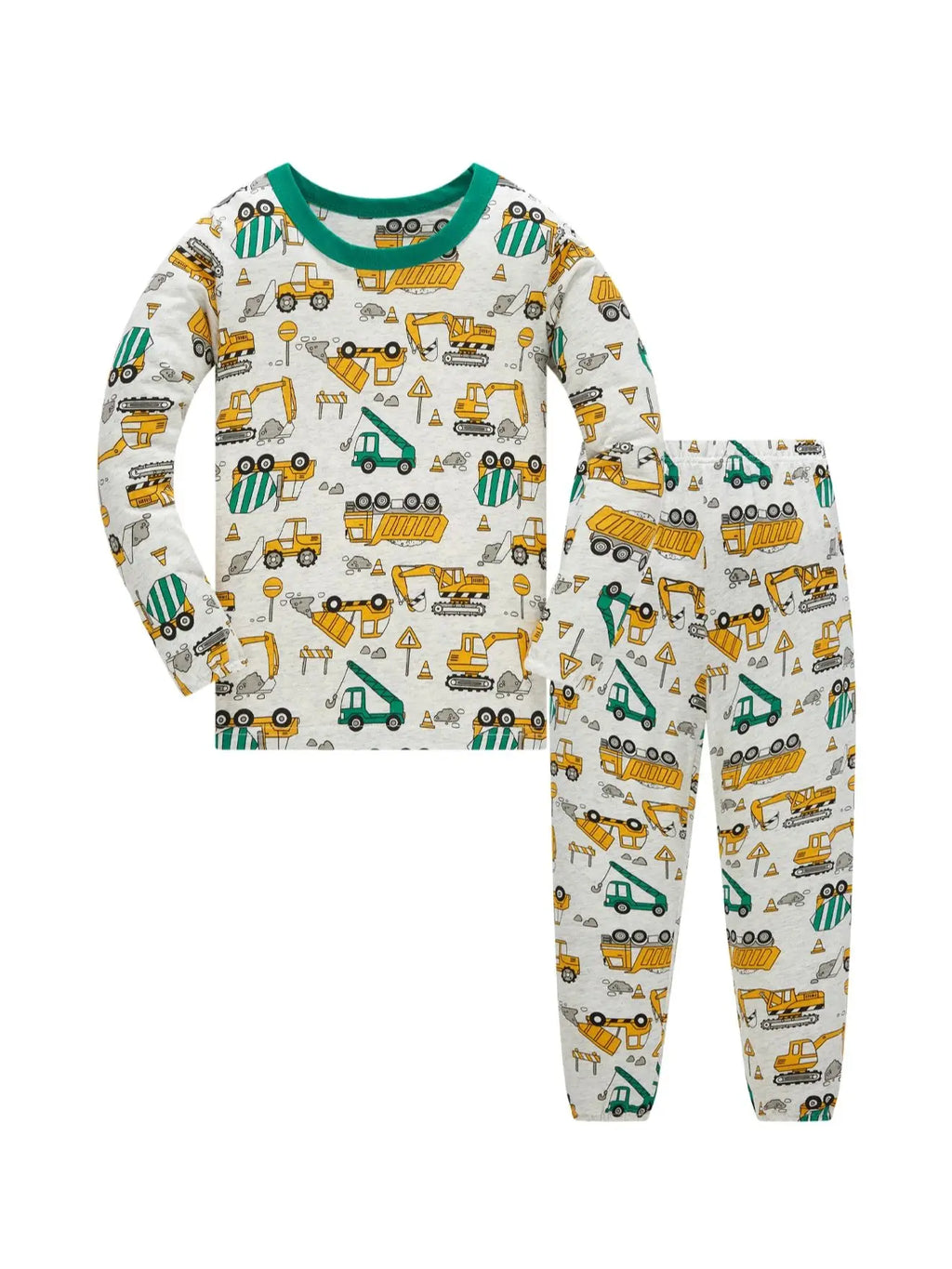 Pajamas Set for Boys 100% Cotton Full Print Excavator Kids Pjs
