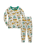 Pajamas Set for Boys 100% Cotton Full Print Excavator Kids Pjs